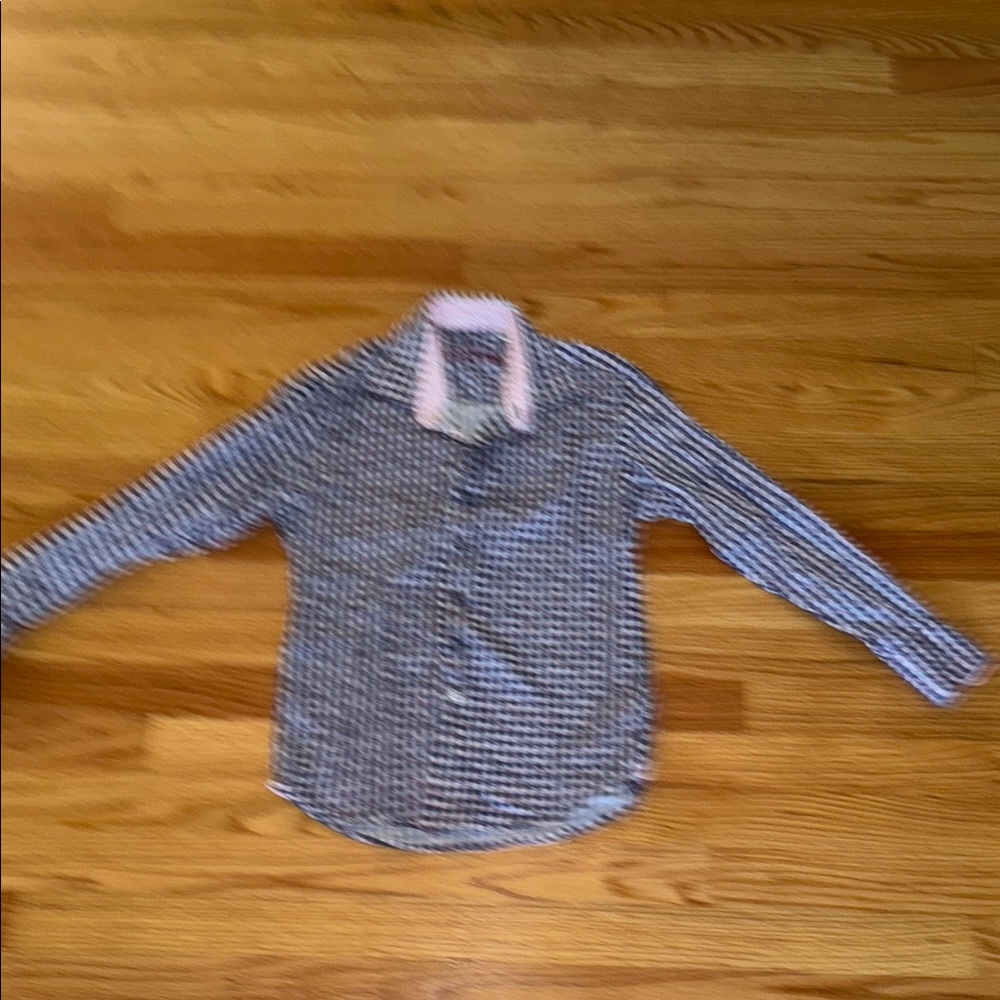 Robert Graham Checkered Button-Up Shirt with Pink Collar